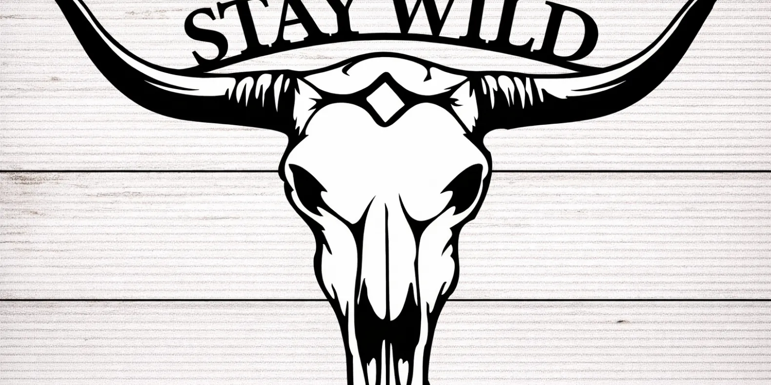 long horn skull stay wild