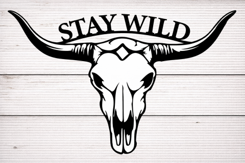 long horn skull stay wild